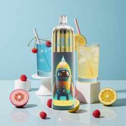 JNR Rocket-X 12400 Puffs Disposable Vape Sininen Vadelma-Limonadi Säädettävä Ilmanvirtaus RGB-valot 1.2ohm Mesh-käämi 850mAh Akku