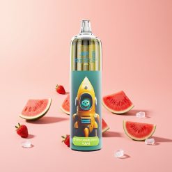 JNR Rocket-X 12400 Puffs Säädettävä ilmanvirtaus RGB-valot 1.2ohm Mesh-käämi 850mAh 25ml Type-C Mansikka-Arbuusi-Jää